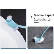 1 件热销双头马桶刷带支架，塑料浴室清洁刷，独立式，坚固耐用，带斜角刷毛，塑料手柄，无需电力浴室装饰 - 藍色 - 查看 5