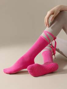 1 Paar rutschfeste Yoga Pilates Ballett Socken mit Kreuzriemen, geeignet für Yoga/Tanz/Sportoutfit, entworfen für Mädchen