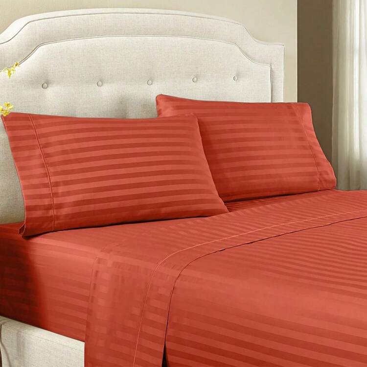 Silk Touch Double Sheet Set - Orange - View 1