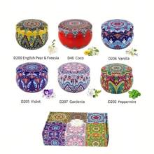 Set de 6 velas de cera de soja sin humo en latas de metal de 2.2 oz cada una, con una sola mecha y un tiempo de combustión de talla grande de 20 horas, adecuadas para yoga, baño, celebraciones estacionales y decoración navideña, regalo ideal para familiares y amigos