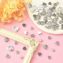 80 piezas de cuentas de aleación tibetana en forma de corazón, cuentas vintage con forma de corazón, cuentas espaciadoras de corazón de plata antigua a granel para hacer joyas y pulseras