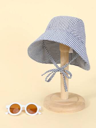 2 pièces Chapeau de soleil bébé avec lunettes en un set, séchage rapide, seau respirant, chapeau de soleil bébé, chapeau de baignade, chapeau de pêcheur de protection solaire pour plage