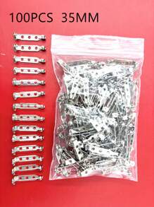100pcs Metal Brooch Back Set, Silver Pin Bars With Clasp, For Badge, Jewelry Making And DIY Crafts, With Transparent Storage Bag - Gold - View 7