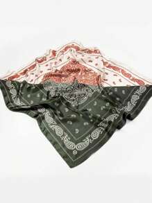 1 Piece Paisley Flower Double Color Women Geometric Print Square Scarf, Headscarf, Decorative Scarf Suitable For Daily Use - Multicolor - View 4