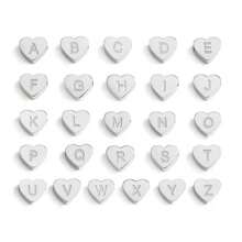 1件新款圆形蓝眼睛心形字母银色不锈钢串珠链手链，女士 - 銀色 - 查看 4