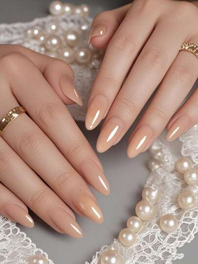 30 件杏仁形长按指甲，渐变裸色法式指甲贴，全覆盖，适合女性女孩礼物、派对、办公室穿着，包括美甲工具双面胶带 1 件和指甲锉 1 件，夏季美甲美甲用品美甲