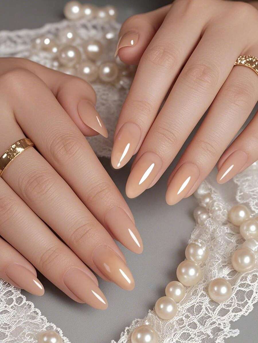 30 件杏仁形长按指甲，渐变裸色法式指甲贴，全覆盖，适合女性女孩礼物、派对、办公室穿着，包括美甲工具双面胶带 1 件和指甲锉 1 件，夏季美甲美甲用品美甲