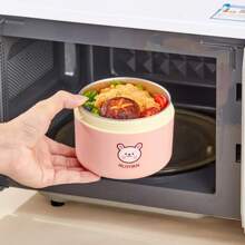 Portable 304 Stainless Steel Thermal Lunch Box With Cutlery&Lunch Bag, Cute Capybara Pattern Leak Proof Bento Box, Microwave Safe&Hot Water Heating, Insulated Anti Scalding Lunch Container, Reusable Fruit Salad Food Storage Container, Suitable For Student And Adult Use In School, Office, Outdoor Camping, Picnic, Travel