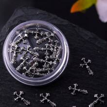 网红新款日系美甲饰品朋克风复古金属暗黑金属美甲饰品指甲装饰材料DIY合金配件 - 銀色 - 查看 18