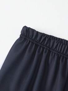 青少年男孩透气速干运动跑步短裤，宽松版型，网眼面料，户外健身百慕大裤 - 黑色 - 查看 6