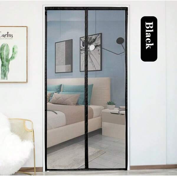 Summer Mosquito & Fly Net Door Screen, Home Adhesive Partition Curtain, Bedroom Invisible Mosquito Net Door Curtain Self-Adhesive No-Drill, Black Mesh Door