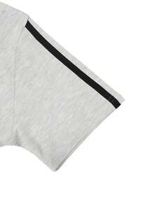 Set de 2 piezas Conjunto deportivo de verano con cuello redondo y manga corta a rayas de moda - Gris - Ver 6