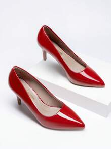 Women High Stiletto Heels Closed Pointed Toe Dress Pumps Shoes For  Wedding Work Office Business, 3 Inches SIZE UP - 紅色 - 查看 5