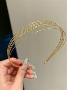 1 包 5 件简约金属发带 - 金色 - 查看 6