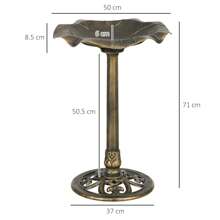 Outsunny 71cm Bird Bath For Garden, Standing Pedestal Birdbath With Lotus Leaf Basin, Vintage Decorative Bird Bath Bowl For Outdoor, Bronze Tone - Bronze - View 3