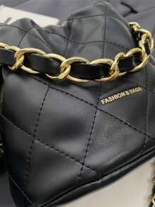 Bolso de hombro tipo cubo con decoración de cadena de moda versátil, bolso de bandolera simple y elegante