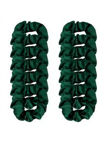 12/6pcs Silky Scrunchies Satin Scrunchies Black Brown Scrunchie Pack Ponytail Holder Hair Scrunchies Silk Scrunchy Hair Tie, Casual Hair Accessories Head Accessories Elastic Band - Green - View 5