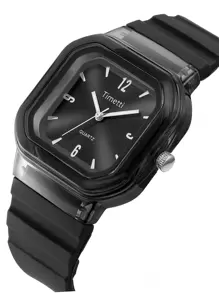 1 pièce Montre-bracelet à quartz carrée en silicone pour femme, décontractée, à la mode, minimaliste, adaptée à un usage quotidien
