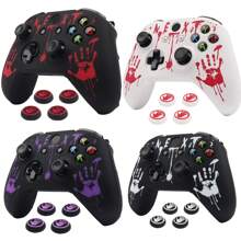 Blood Handprint Controller Skin Cover Compatible With Xbox One Controller, RALAN 1 Controller Protector Case+4 Customised Thumb Grips Caps - Multicolor - View 2