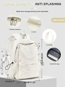 College Backpack Waterproof School Bag Travel Rucksack Back Pack, Lightweight Casual Daily Backpack, Unisex, Waterproof Travel Backpack, High School Middle School Backpack, Middle School Senior Backpack, Student Backpack - Medium Size. Randomly Shipped New And Old Versions. - White - View 5
