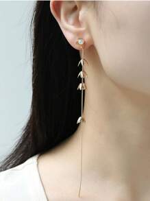 Retro Long Style, Long Water Droplet Tassel, Ear Line Flower, Earrings With Simple Snowflake Leaves, Fashionable And High-End Feel, Elegant And Handmade Accessories, Ladies' Daily Party Accessories, Fashionable Jewelry, Best Friend Gifts