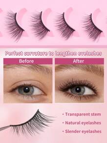 20 Pairs Cat Eye False Eyelashes 3D Fluffy Mink Effect - Mixed Lengths 5-7-10mm, Natural Wispy Lashes For Daily, Party, Extended Volume Black Stripes Half Lashes Set