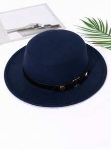 这款优雅的羊毛毡帽适合夏季海滩、女士日常和度假穿着，饰有圆形铆钉和对称腰带，是一款装饰性的西部牛仔帽，适合即将到来的复活节和夏季。 - 純色 - 查看 7