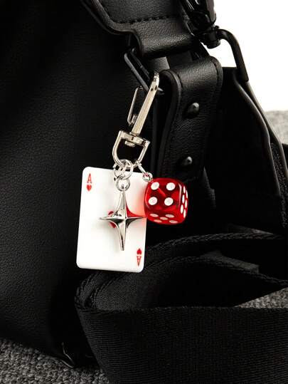 1pc/3pcs Acrylic Poker Dice Keychain With Star Pendant, Cartoon Number Theme Jewelry, Decorative Keychain For Bags, Car Keychain, Single Keychain Accessory, Bag Pendant School Car Accessories Cute Goth Y2k