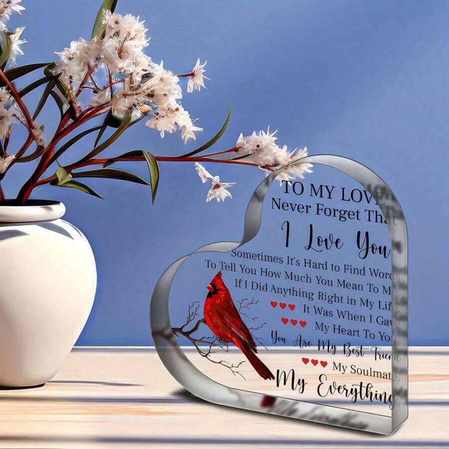 1 件浪漫亚克力爱情礼物 - 适合她、男朋友、丈夫、周年纪念日、情人节、生日和创意房间装饰 - 透明 - 查看 1