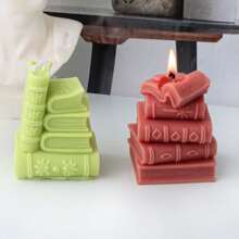 3D Book Silicone Candle Mold Artistic Style Plaster Epoxy Resin Casting Mould Bookshelf Ornament Study Decors Making Supplies - White - View 4