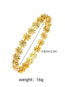 Vòng tay thép titan mới với hoa cúc nhỏ, trang sức thép không gỉ cao cấp, phụ kiện thép không gỉ thời trang cho mùa hè - Vàng - Xem 2