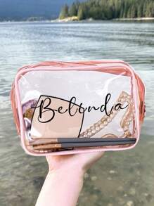 Personalized Makeup Bag, Beach Wedding Gift, PVC Transparent Makeup Bag, Toiletry Bag, Bridesmaid Gift, Summer Vacation, Bachelorette Party,Multi-Functional,Space-Saving,Letter,Striped,Exquisite,Stylish,Tidy,Contracted,Casual,Basics,Colorful,Leisure,Unique,Customized,Personalized,Custom,Ideal Gifts For Her,Girlfriend,Family,Friends,Her,For Anniversaries,For Weddings,For Graduation,For Birthdays,Bathroom,Multi-Functional,Ornamental,Letter,Solid Color,Exquisite,Stylish,Vintage,Modern,Colorful,Leisure,Basics,Casual,Soft,Unique,Customized,Personalized,Custom,Ideal Gifts For Her,Girlfriend,Her,Boyfriend,Friends,Customized Makeup Bags,Street Casual Chic