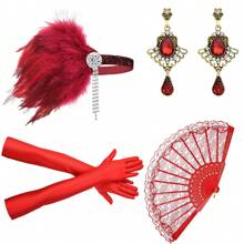 6pcs 1920s Women's Wedding Party Makeup Ball Headpiece Earrings Pearl Bracelet Long Pearl Necklace Hairband Vintage Sexy 4pcs Set Party Costume Prom - A - View 5