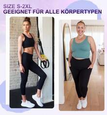 Capri Leggings Women's 3/4 Capri Pants High Waist Black Sports Leggings With Pockets Elastic Opaque Yoga Pants Sports Pants Running Pants Summer Plus Size Leggings - 3黑 - 查看 4