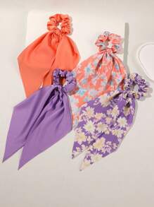 1PC/2PCS Damskie miękkie satynowe gumki do włosów z drobnymi kwiatowymi wzorami, akcesoria do włosów w stylu boho, odpowiednie do codziennego noszenia i letnich wakacji na plaży