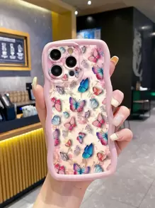 1pc Butterfly Wave Shape Anti-Fall Mobile Phone Case Compatible With IPhone/Galaxy/Infinix/Redmi/OPPO/VIVO/Itel/Tecno/MOTO - Pink - View 1