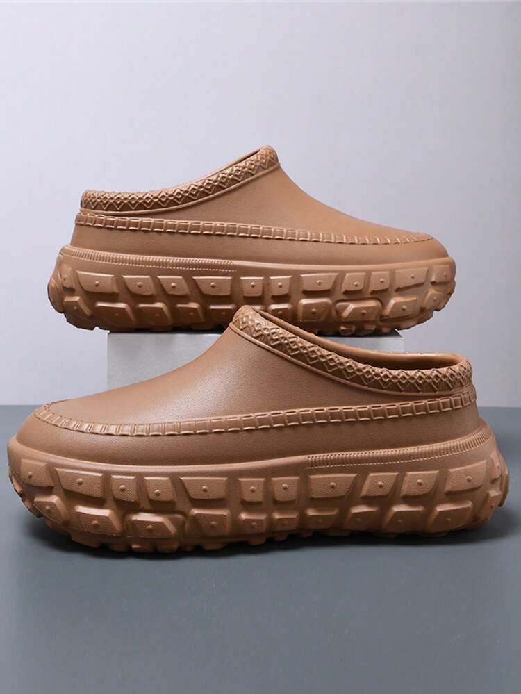 2022 New Men's Sports Slide Sandals, Thick Bottom Elevator, Non-Slip Rubber Sole, EVA High-Elastic Anti-Oil Waterproof, Suitable For Kitchen Chef, Casual Slip-On Comfortable Shoes, Fashion Outdoor Beach Slippers For Men - Khaki - View 2