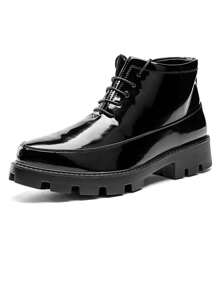 2025 Spring New Chelsea Boots Ankle Boots British Pointed Toe High-Top Leather Shoes For Men, Hairstylist - Black - View 5