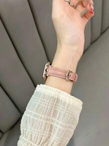 1 chiếc dây đeo đồng hồ tương thích, dây da hẹp dành cho nữ, thiết kế da đính chữ D bằng kim loại, mềm mại và thoải mái, phù hợp với các kích thước 40/41/42/44/45/46/49mm, cũng tương thích với Apple Watch Ultra 3/2/1/SE/10/9/8/7/6/5/4/3/2/1, phong cách giản dị và thời trang cho mùa xuân/hè, phụ kiện - Hồng - Xem 4