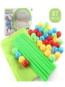 儿童堡垒建筑套件，87 件建筑玩具，STEM 教育礼物，室内和室外游戏帐篷创意套件，生日 - 彩色 - 查看 13