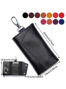 1 pieza Bolsa compacta para llaves, billetera con llavero organizada con cierre de broche , bolsa de llaves de moda con opciones de multicolor, accesorio unisex mini cartera