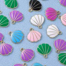 50pcs/Pack Alloy Ocean Series Charms Cartoon Seashell Whale Epoxy Resin Pendant For DIY Bracelets, Necklaces, Anklets, Keychains, Jewelry Crafts
