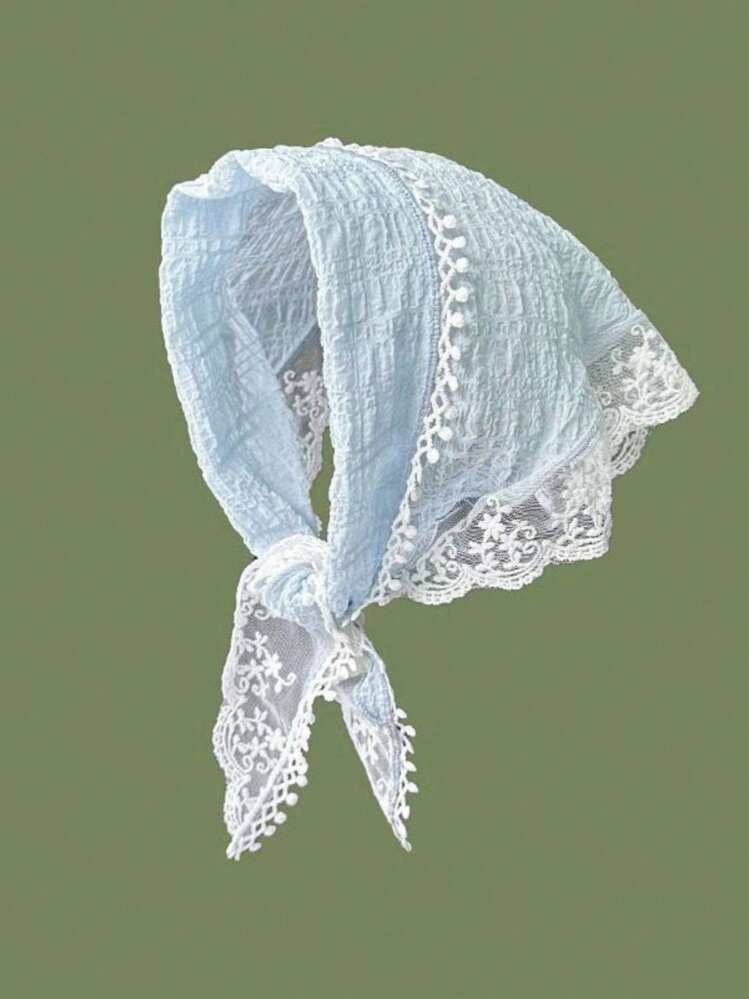 1条法式乡村风蕾丝头巾，时尚三角头巾，女士发带，海边配饰，复古优雅丝巾腰带，花朵发饰，纯色波西米亚风，可爱，优雅，旅行拍照必备，涤纶头巾发带吸汗带，秋冬度假装扮发带，女士头巾柔软头巾 - 彩色 - 查看 20