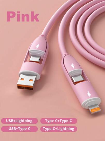 Durcord 4in1 66W/100W(MAX)/27W Fast Charging Cable,For Phone Charger Cable,Silicone Charging Cable,Universal Compatibility With I Phone/Android/Type-C USB Devices Portable Charger,Portable Charger,Charging Cable Compatible With I Phone 17/16/15/14/13/12/11/ S24/S23/S22/S21, Vivo,Compatible With Samsung,Universal Efficient Charging Adapter