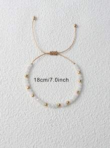 1pc Bohemian Crystal & Copper Beads Mixed Color Beaded Bracelet, Adjustable Fashion Woven Bracelet For Women