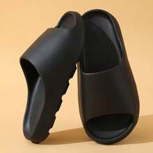 女士夏季室内家居浴室防滑软底拖鞋，EVA 情侣沙滩拖鞋，女士夏季 - 黑色 - 查看 2