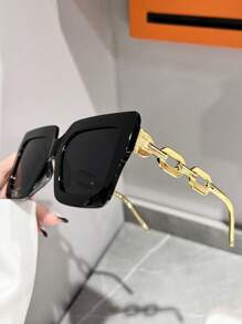 1 Pair Square Full Frame Fashion Sunglasses, Suitable For Sports, Fishing, Vacation, Travel, Driving, Street, Beach, UV Protection, Exercise, Outdoor Activities, Golf, Driving, Holiday Outfit, Outdoor Outfit, Hiking, Street Fashion Accessories, Party, Sun Protection Fashionable Shade Elegant Outfit Family Outings Travel Vacation Holiday For Summer Beach Vacation,Outdoor,Travel - 彩色 - 查看 4