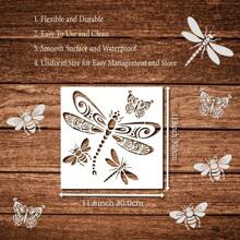 1pc Dragonfly Bee Butterfly Stencil - 11.8 Inch Large Reusable Insect Pattern Drawing Template, Plastic Material For Wall Fabric Canvas Glass Pottery Furniture Home Decor DIY Art Crafts,Back To School,School Supplies - White - View 9