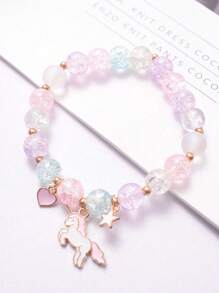 1pc Unique Fashion Firecracker Crystal Beaded Bracelet Friendship Glass Bracelets For Girls Unicorn Star Moon Cloud Flower Jewelry
