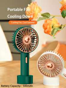 AOYI Mini Handheld Fan, Small Desk Fan With Base, Portable Personal Fan For Summer, 2 Speed Adjustable, 500mAh, USB Rechargeable Battery Fan For Students, Office Workers, Hand Fan For Travel, Home, Office, Lash Makeup, Study, Working - 彩色 - 查看 2
